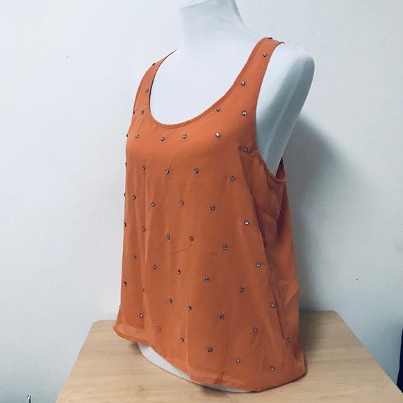 Forever21 Bejeweled Tank Top Orange L - Picture 2 of 6